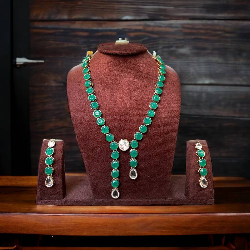 Green alloy copper jewellery set for women