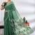 green  block print chiffon ready to wear saree | pre draped party wear saree