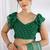 green  block print chiffon ready to wear saree | pre draped party wear saree