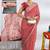 red  block print chiffon ready to wear saree | pre draped party wear saree