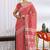 red  block print chiffon ready to wear saree | pre draped party wear saree