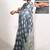 grey block print chiffon ready to wear saree | pre draped party wear saree