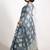 grey block print chiffon ready to wear saree | pre draped party wear saree