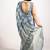 grey block print chiffon ready to wear saree | pre draped party wear saree