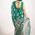 green block print chiffon ready to wear saree | pre draped party wear saree