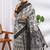 white animal print cotton blend ready to wear saree with pocket | pre draped party wear saree