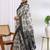 white animal print cotton blend ready to wear saree with pocket | pre draped party wear saree