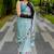 white animal print satin georgette ready to wear saree | pre draped party wear saree