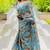 turquoise animal print satin georgette ready to wear saree | pre draped party wear saree