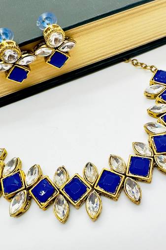 Blue alloy copper jewellery set for women