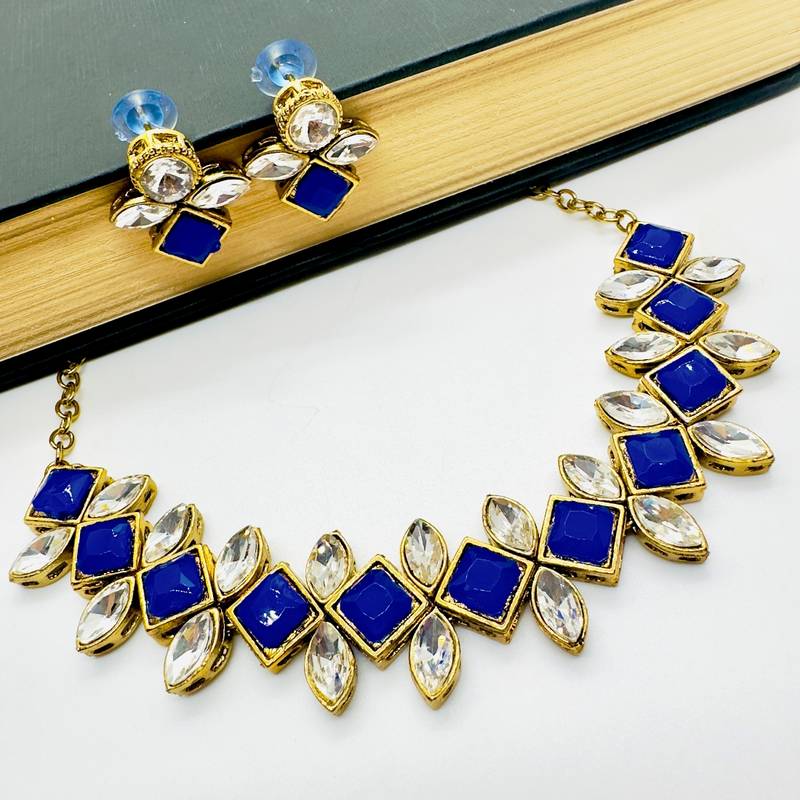 Blue alloy copper jewellery set for women
