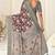 grey ajrakh print silk blend ready to wear saree with pocket | pre draped party wear saree
