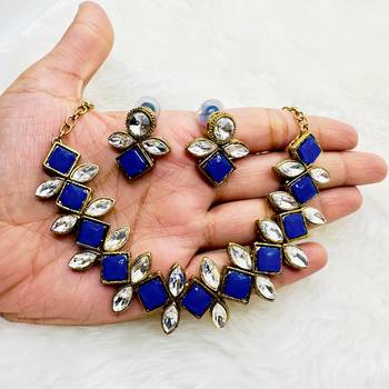 Blue alloy copper jewellery set for women 2