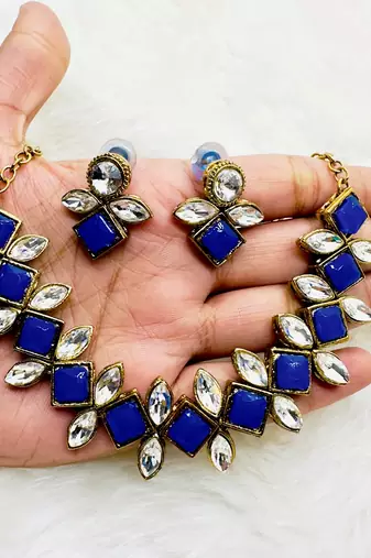 Blue alloy copper jewellery set for women