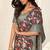 grey ajrakh print silk blend ready to wear saree with pocket | pre draped party wear saree