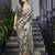 blue ajrakh print silk blend ready to wear saree with pocket | pre draped party wear saree