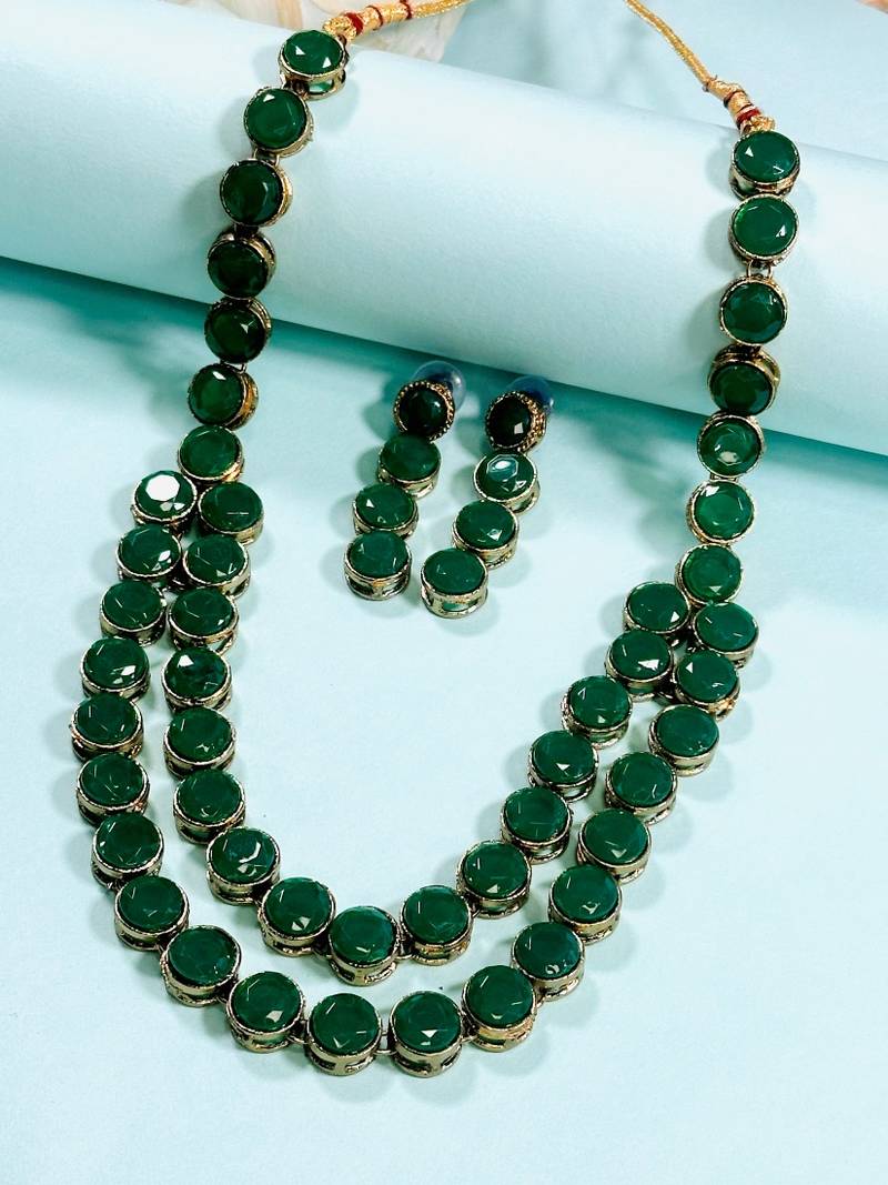 Two layer green alloy jewellery set