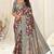 grey ajrakh print silk blend ready to wear saree with pocket | pre draped party wear saree