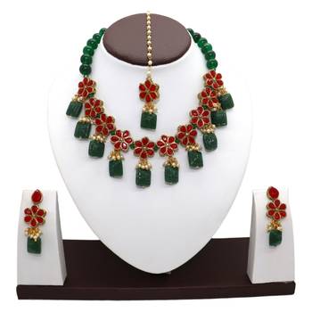Red and green alloy copper jewellery set for women 1