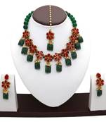 Red and green alloy copper jewellery set for women