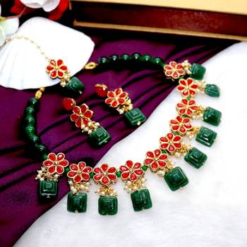 Red and green alloy copper jewellery set for women 2