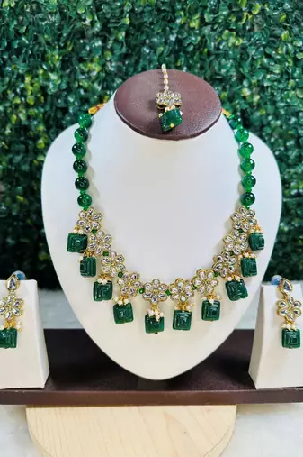 Green alloy copper jewellery set for women
