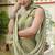 green ajrakh print chiffon ready to wear saree | pre draped party wear saree