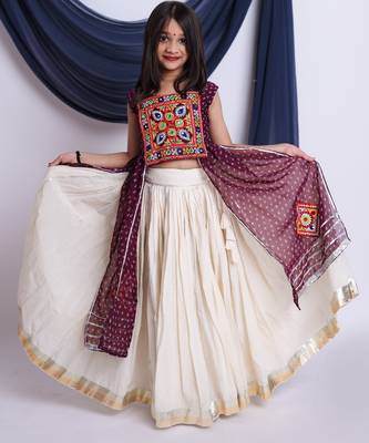 Navaratri special silver gota patti work lehenga with patch work top for kids 1