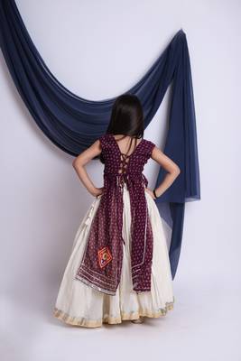 Navaratri special silver gota patti work lehenga with patch work top for kids 2
