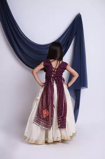 Navaratri special silver gota patti work lehenga with patch work top for kids