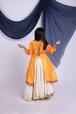 Navaratri special real mirror & gamthi lace work lehenga with patch work top for kids 4