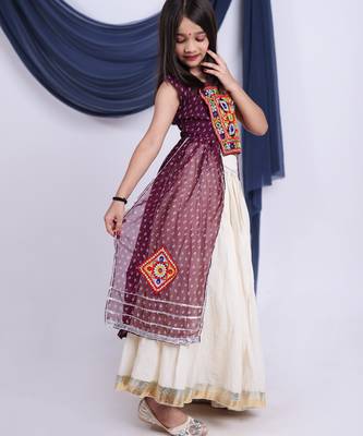 Navaratri special silver gota patti work lehenga with patch work top for kids 5