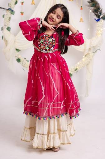 Navaratri special silver gota patti work lehenga with patch work top for kids