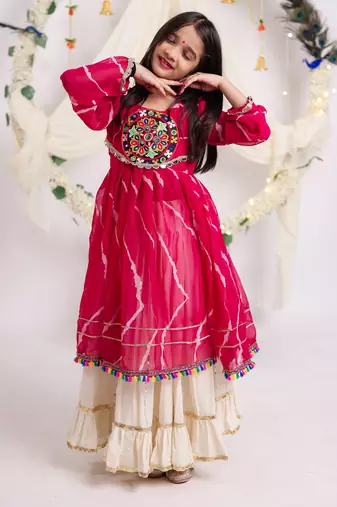 Navaratri special silver gota patti work lehenga with patch work top for kids