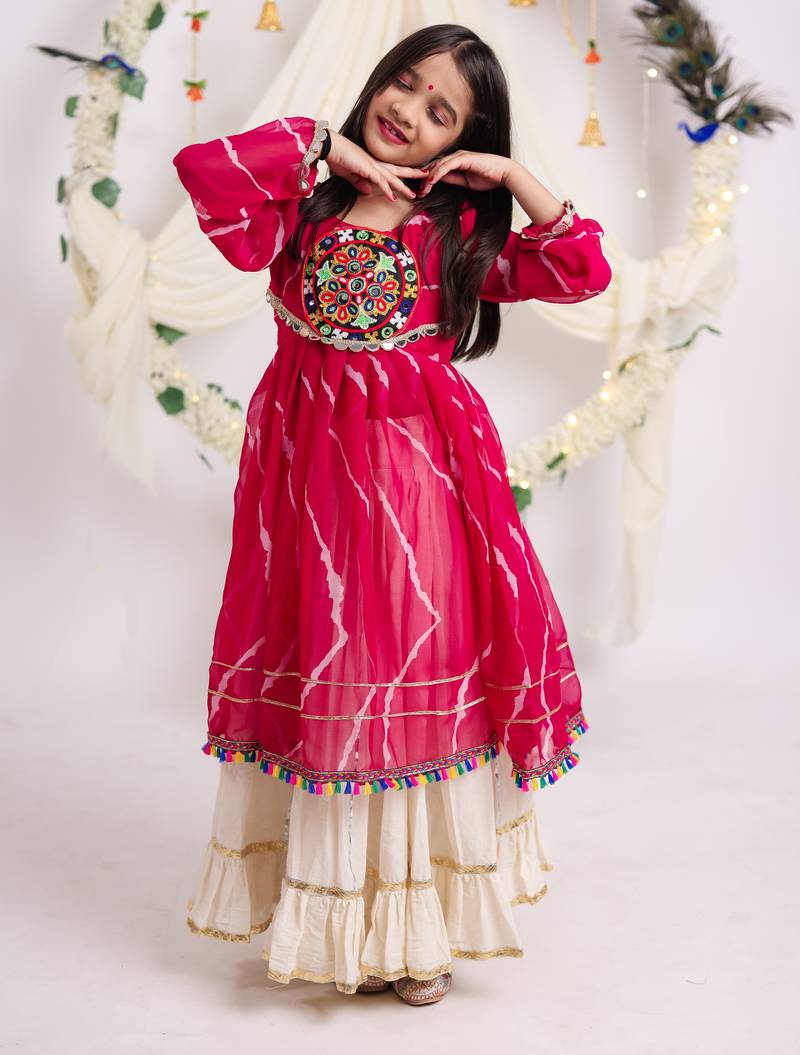 Navaratri special silver gota patti work lehenga with patch work top for kids