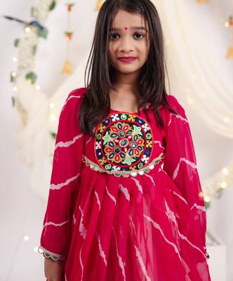 Navaratri special silver gota patti work lehenga with patch work top for kids 3