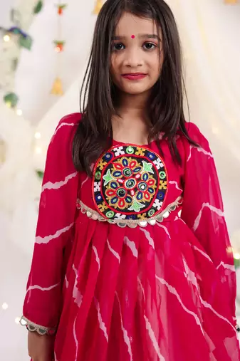 Navaratri special silver gota patti work lehenga with patch work top for kids