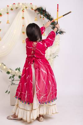 Navaratri special silver gota patti work lehenga with patch work top for kids 4