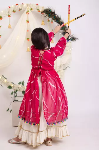 Navaratri special silver gota patti work lehenga with patch work top for kids