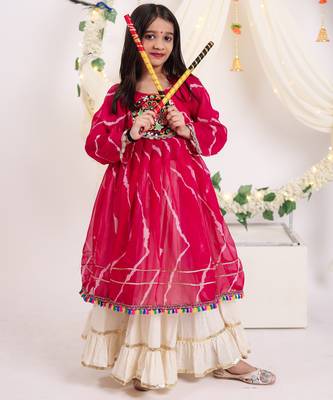 Navaratri special silver gota patti work lehenga with patch work top for kids 5