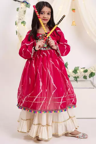 Navaratri special silver gota patti work lehenga with patch work top for kids