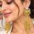 Pink Stone Peacock motif Long Chandelier Earrings, Indian Statement Earrings