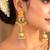 Green Red Jhumka Earrings, Long Indian Bridal Earrings, Gold Chandelier Earrings