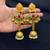 Green Red Jhumka Earrings, Long Indian Bridal Earrings, Gold Chandelier Earrings