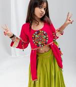 Navaratri special gota patti work lehenga with katchi patch work blouse for kids