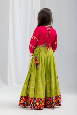 Navaratri special gota patti work lehenga with katchi patch work blouse for kids 2