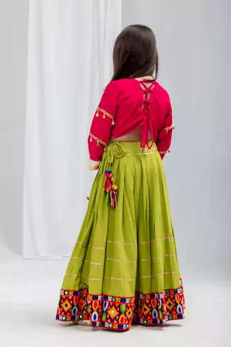 Navaratri special gota patti work lehenga with katchi patch work blouse for kids
