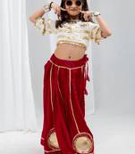 Navaratri special golden coin work blouse with golden work lehenga for kids