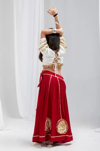 Navaratri special golden coin work blouse with golden work lehenga for kids