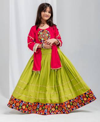 Navaratri special gota patti work lehenga with katchi patch work blouse for kids 4